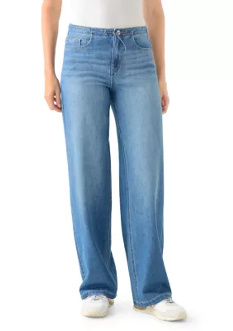Women's Bungee Waist Baggy Jeans