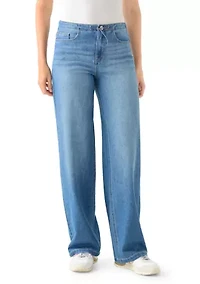 Women's Bungee Waist Baggy Jeans
