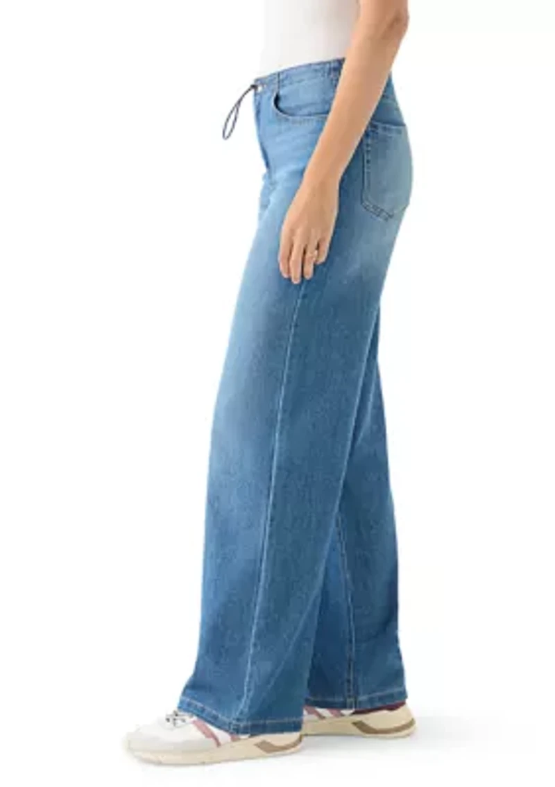 Women's Bungee Waist Baggy Jeans