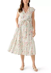 Women's Nora V-Neck Button Up Midi Dress