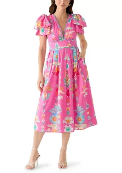 Women's Sailor Bow Sleeve Midi Dress