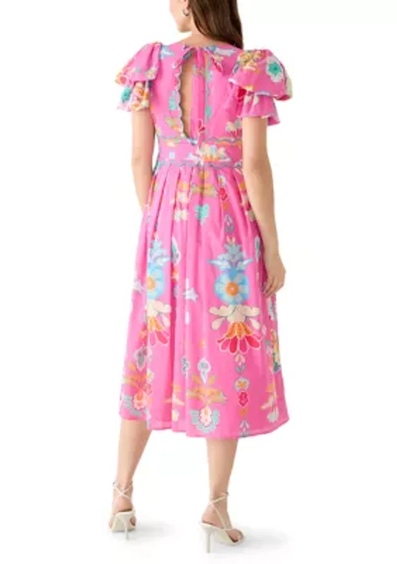 Women's Sailor Bow Sleeve Midi Dress
