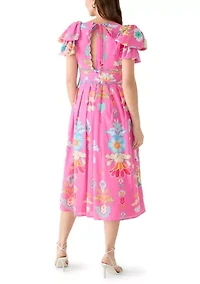 Women's Sailor Bow Sleeve Midi Dress