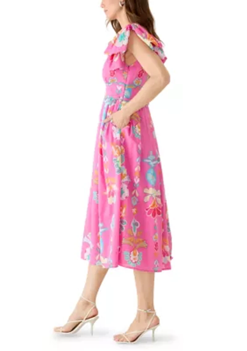 Women's Sailor Bow Sleeve Midi Dress