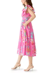 Women's Sailor Bow Sleeve Midi Dress