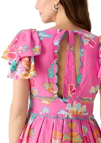 Women's Sailor Bow Sleeve Midi Dress