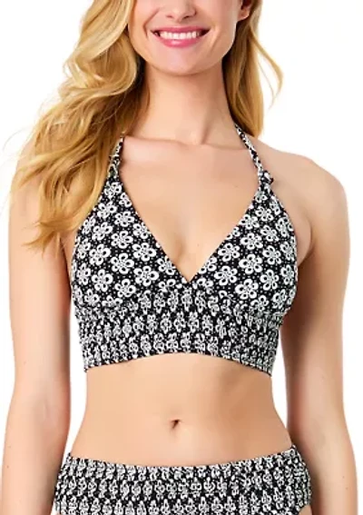 Geometric Print Halter Bikini Swim Top