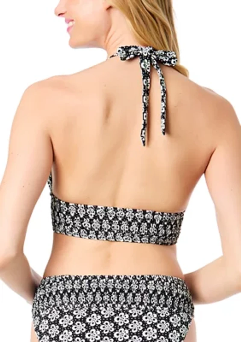 Geometric Print Halter Bikini Swim Top