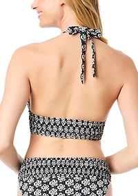 Geometric Print Halter Bikini Swim Top
