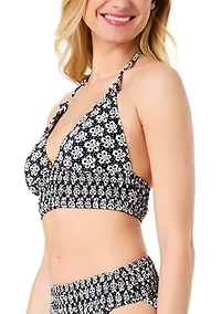 Geometric Print Halter Bikini Swim Top