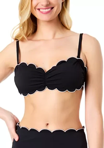 Scalloped Bandeau Bikini Swim Top