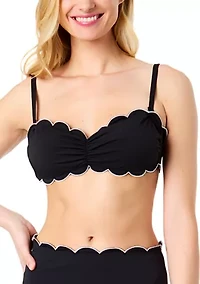 Scalloped Bandeau Bikini Swim Top