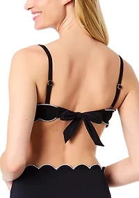 Scalloped Bandeau Bikini Swim Top