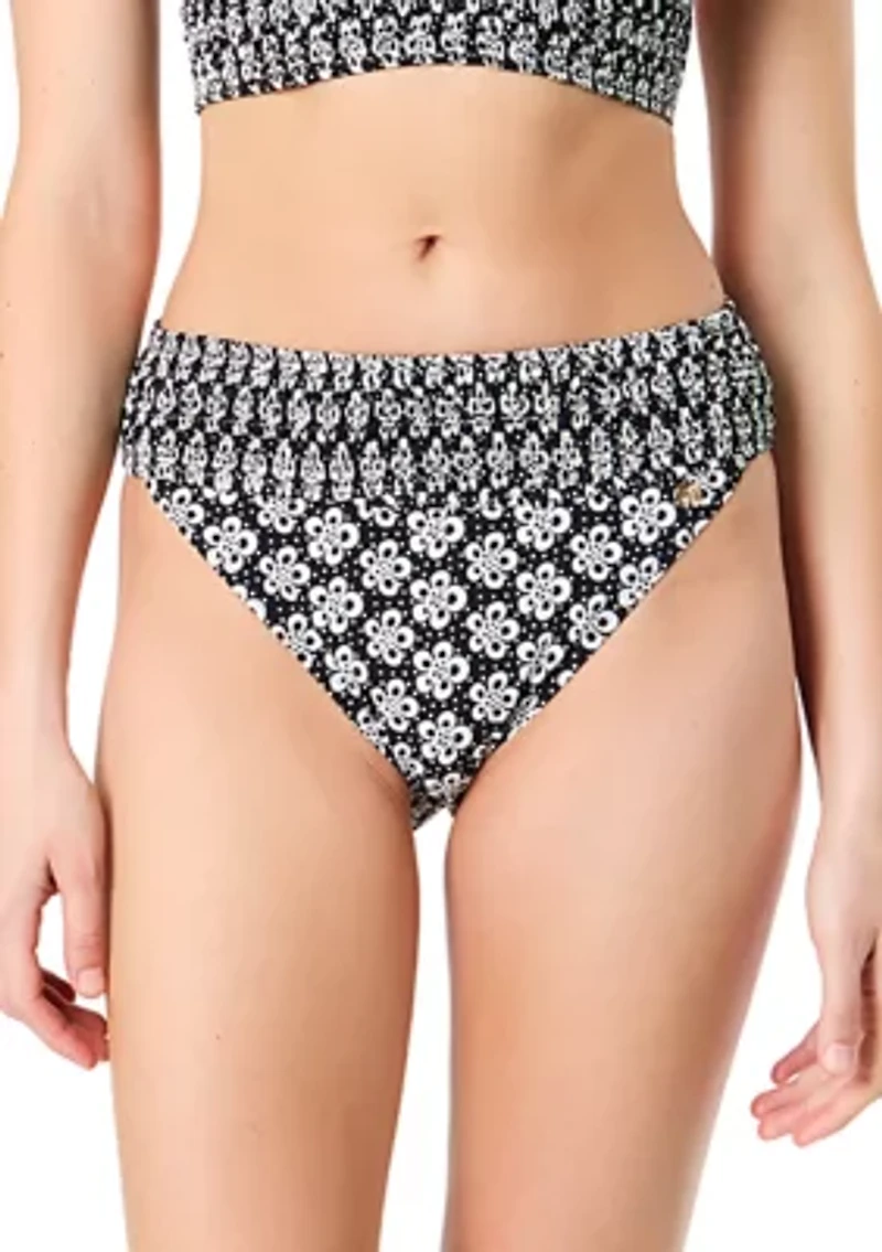 Geometric Print Mid Rise Brief Swim Bottoms