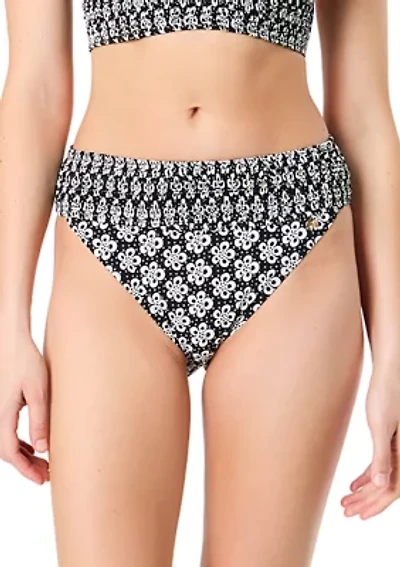 Geometric Print Mid Rise Brief Swim Bottoms