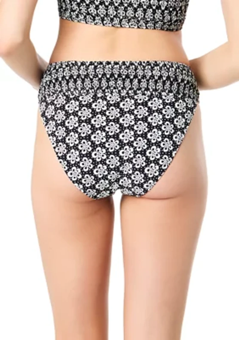 Geometric Print Mid Rise Brief Swim Bottoms