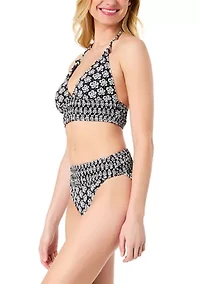 Geometric Print Mid Rise Brief Swim Bottoms