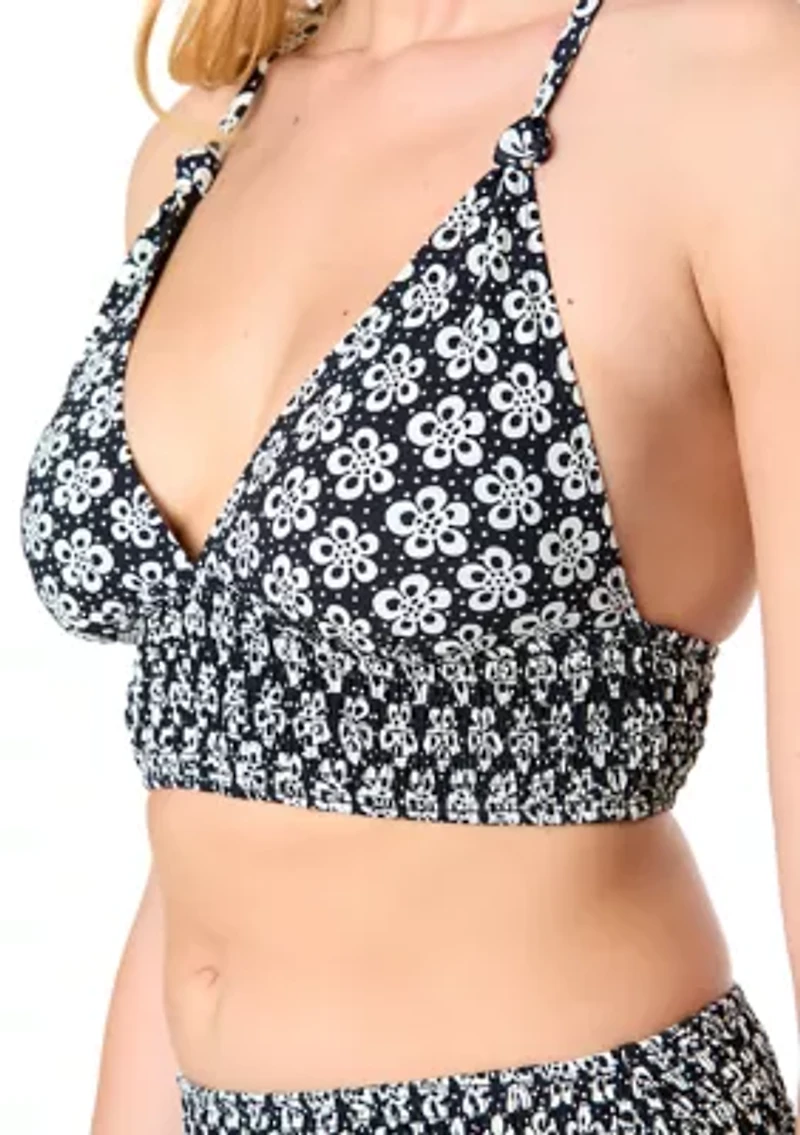 Geometric Print Mid Rise Brief Swim Bottoms