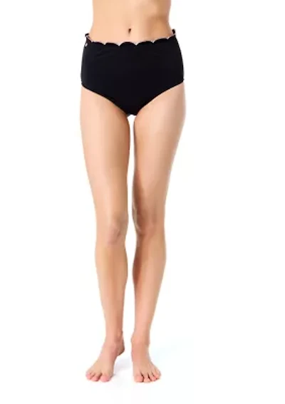 Scalloped High Waist Swim Bottoms