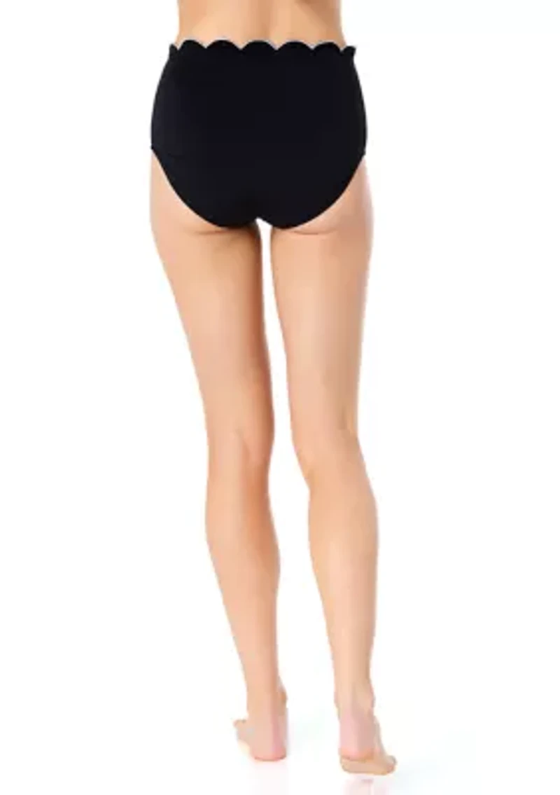 Scalloped High Waist Swim Bottoms