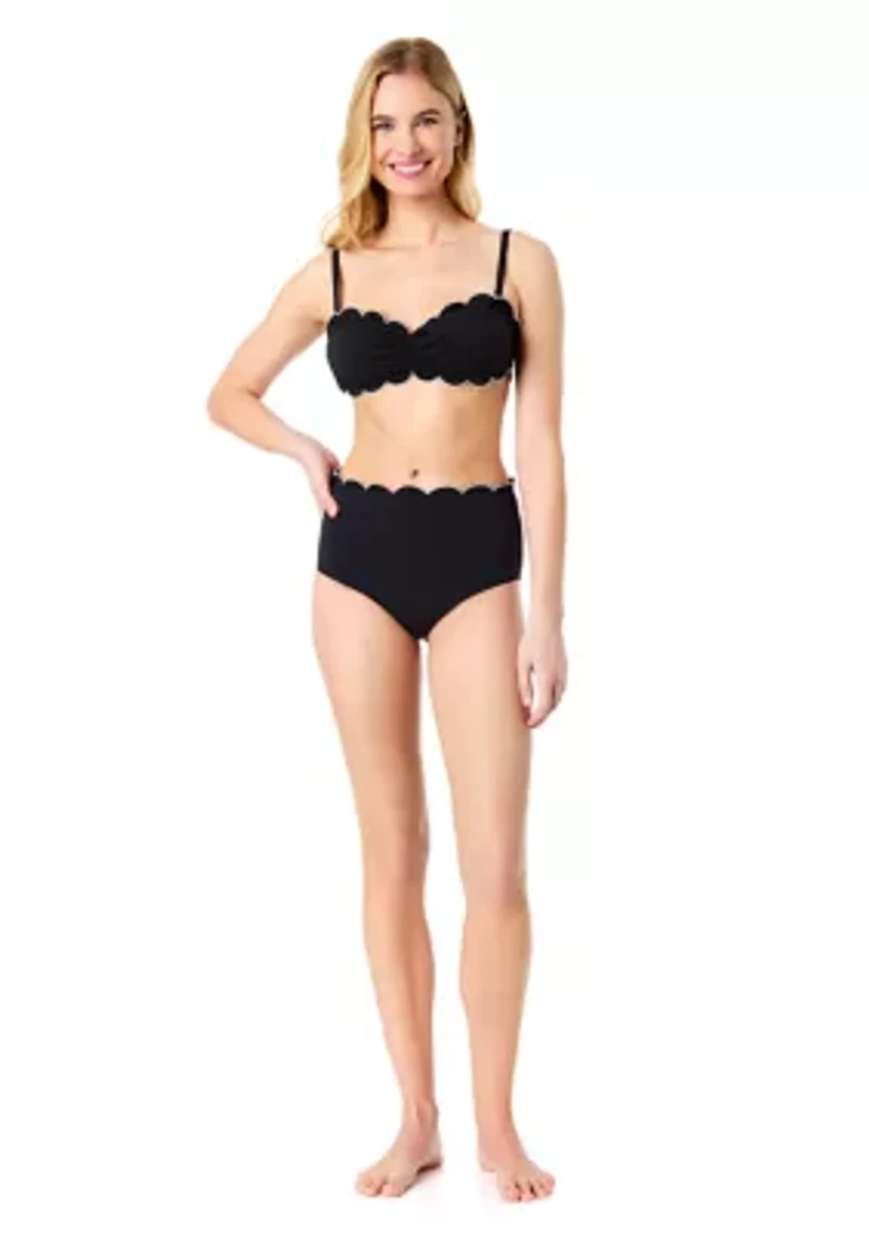 Scalloped High Waist Swim Bottoms