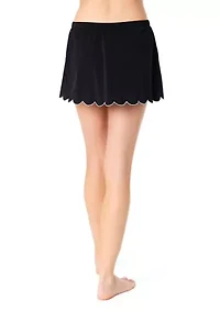 Solid Scalloped Swim Coverup Skirt