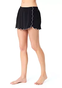 Solid Scalloped Swim Coverup Skirt