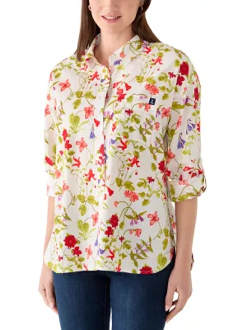 Women's Roll Tab Print Shirt