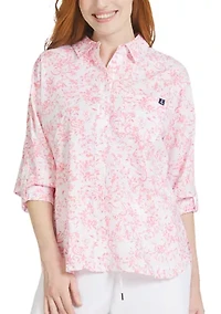 Women's Roll Tab Print Shirt