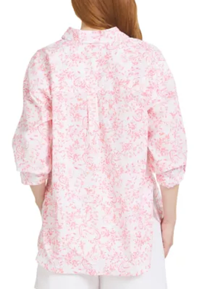 Women's Roll Tab Print Shirt