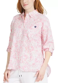 Women's Roll Tab Print Shirt