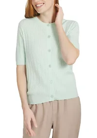 Women's Short Sleeve Cable Cardigan