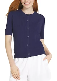 Women's Short Sleeve Cable Cardigan