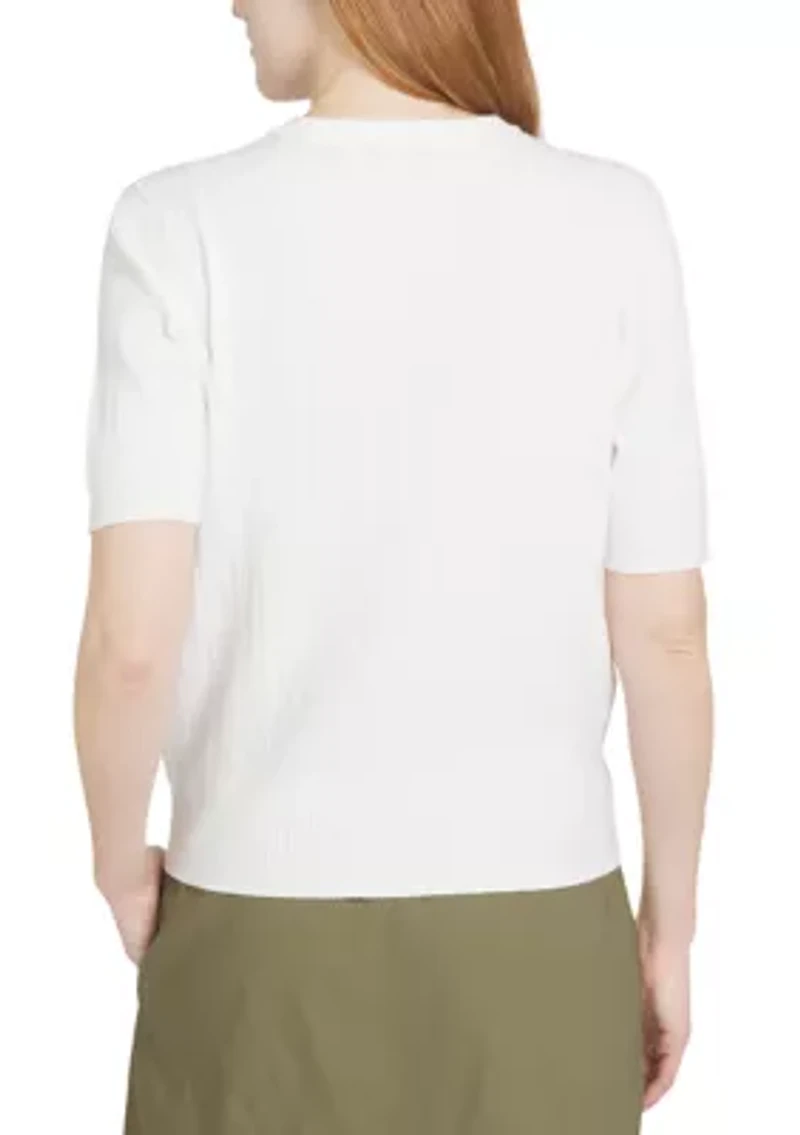 Women's Short Sleeve Cable Cardigan