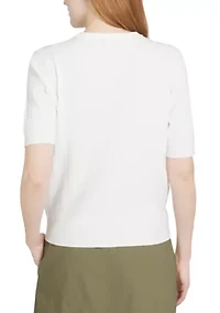 Women's Short Sleeve Cable Cardigan