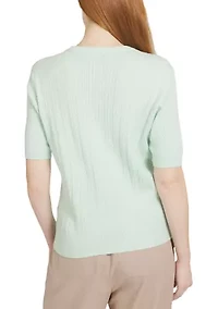 Women's Short Sleeve Cable Cardigan