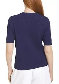 Women's Short Sleeve Cable Cardigan