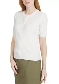 Women's Short Sleeve Cable Cardigan