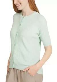 Women's Short Sleeve Cable Cardigan