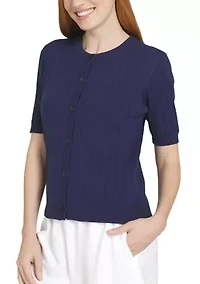 Women's Short Sleeve Cable Cardigan