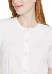 Women's Short Sleeve Cable Cardigan