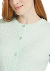 Women's Short Sleeve Cable Cardigan