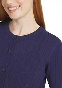 Women's Short Sleeve Cable Cardigan