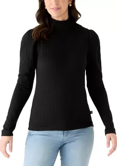 Women's Pointelle Mockneck Top