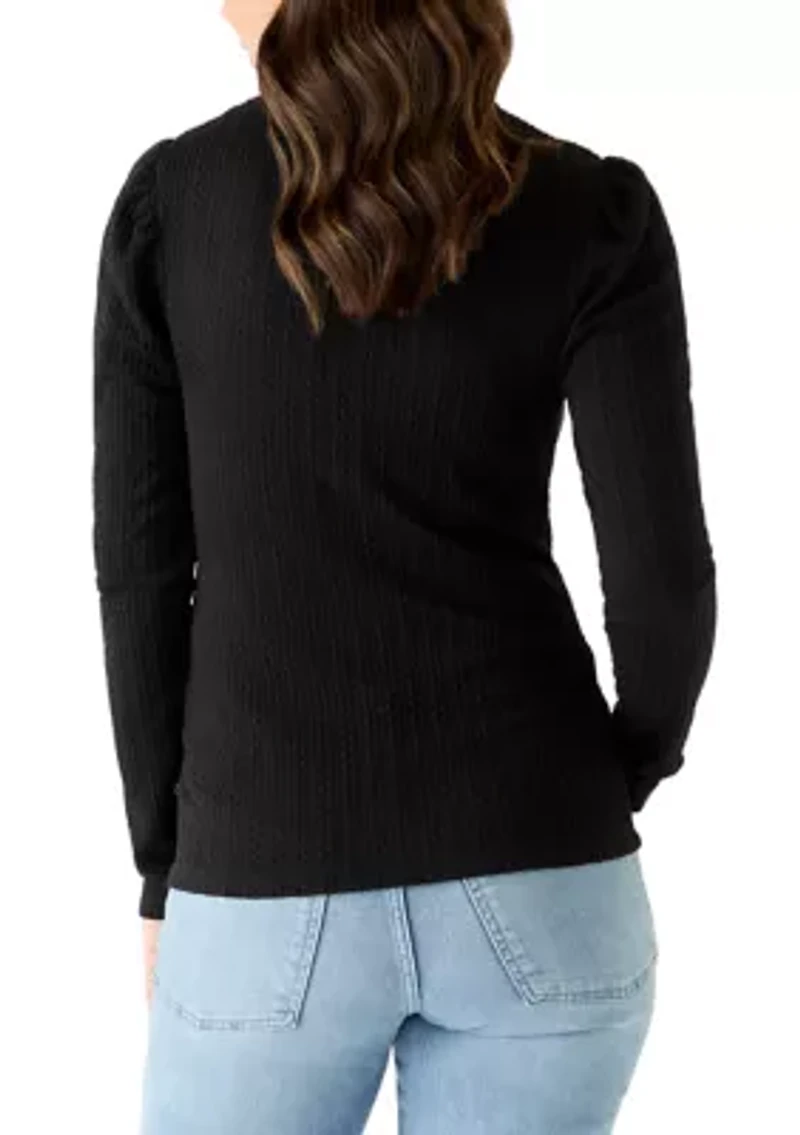 Women's Pointelle Mockneck Top