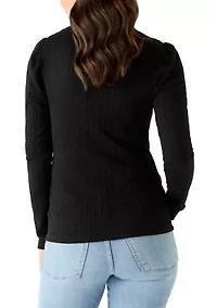 Women's Pointelle Mockneck Top