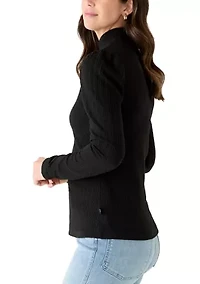 Women's Pointelle Mockneck Top