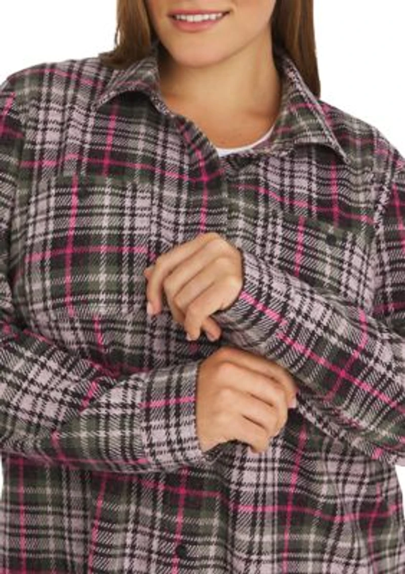 Plus Cozy Knit Stretch Button Down Shirt