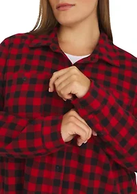 Plus Cozy Knit Stretch Button Down Shirt