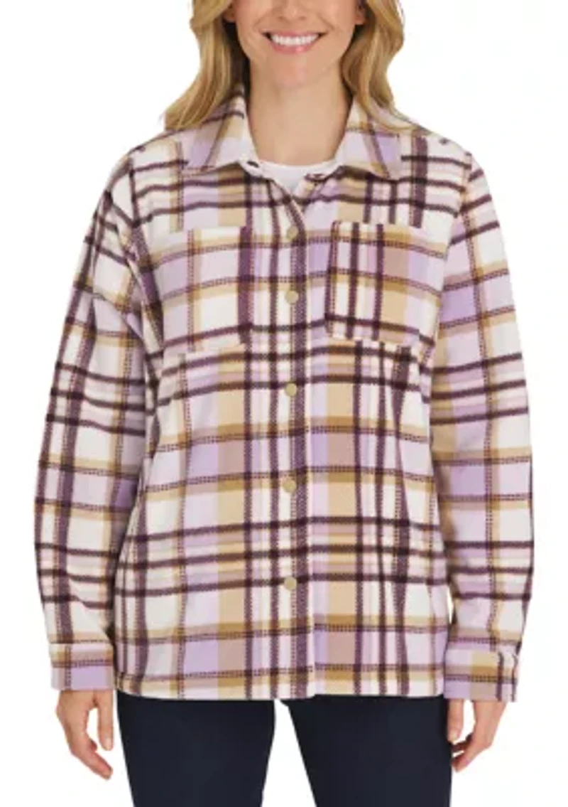 Plaid Fleece Shirt Jacket